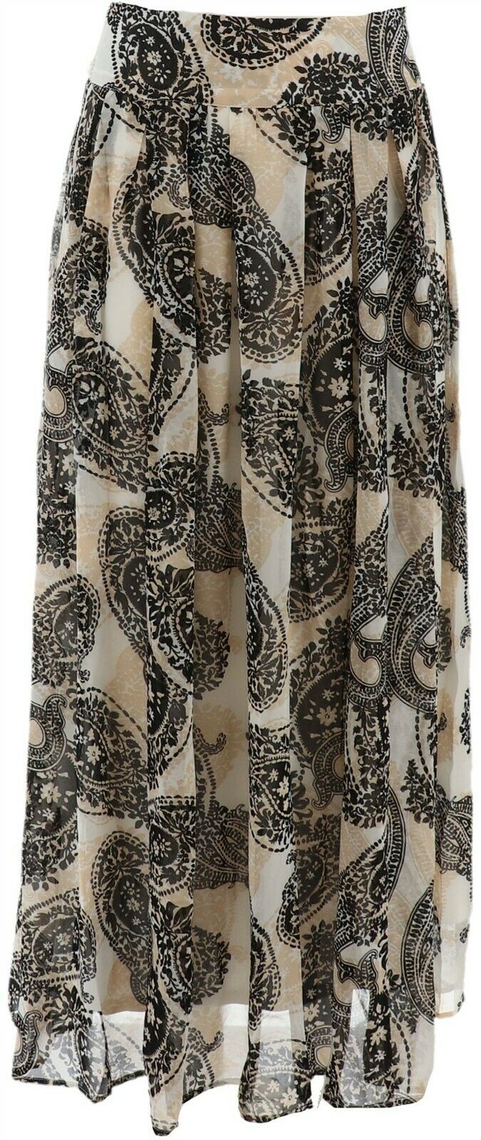 printed pleated maxi skirt