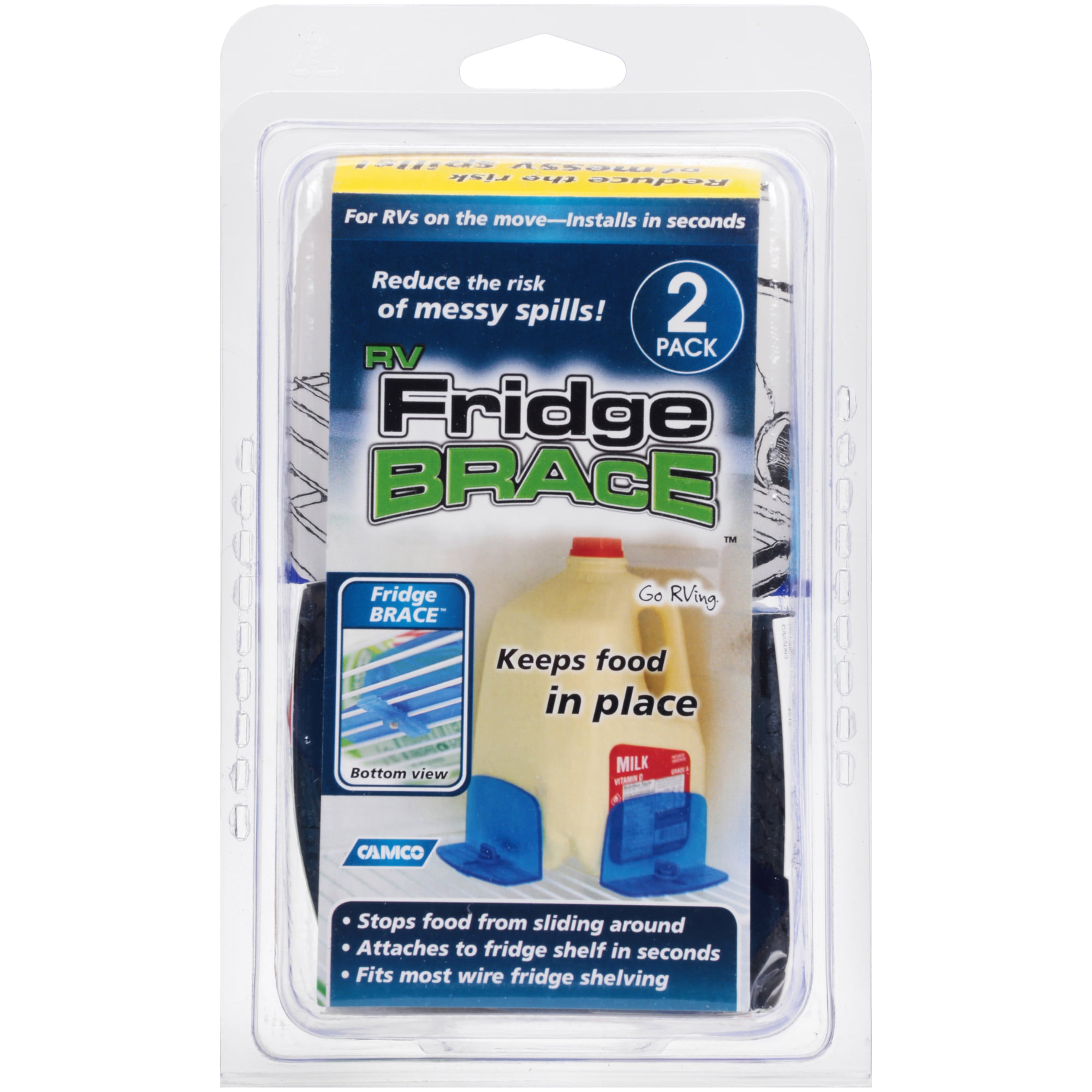 2pk Camco 44033 FridgeBrace Refrigerator Shelf Travel Brackets 