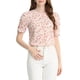 thumbnail image 1 of INSPIRAR CHIC Blusas de Mujer con Fruncidos Cuello Redondo de Manga Corta Espalda con Abertura Floral S Blanco Rosa, 1 of 7