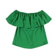 thumbnail image 2 of bar III Womens Ruffled Off the Shoulder Blouse, Green, Medium, 2 of 2
