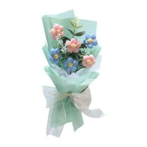 TISHITA Crochet Flowers Bouquet Decor Completed Preserved Flower Gift Crochet Knitted Artificial Flower for Teacher'S Day