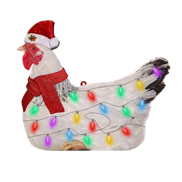 Bufanda navideña Decoración navideña de pollo de madera Colgante navideño de dibujos animados Adornos navideños Colgantes para el árbol de Navidad Colgantes para niños