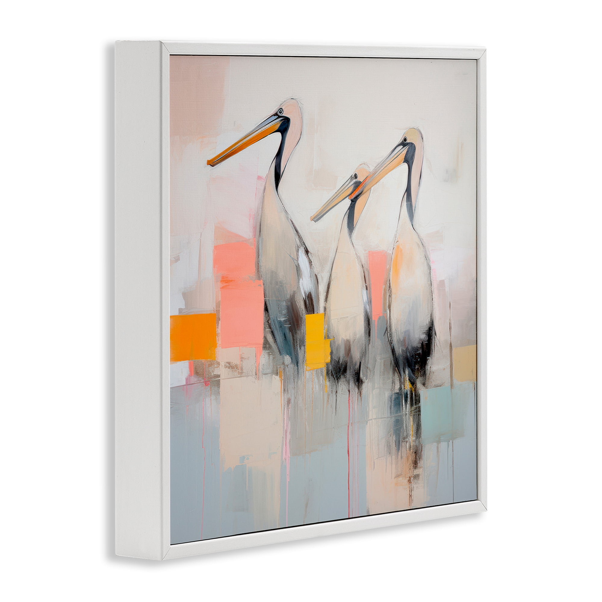 Stupell Industries Pelican Trio Abstract Animals & Insects Painting White Framed Art Print Wall Art, 17 x 17