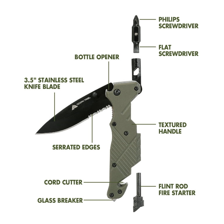 Ozark Trail 7-in-1 Multi Tool Stainless Steel Knife Screwdriver