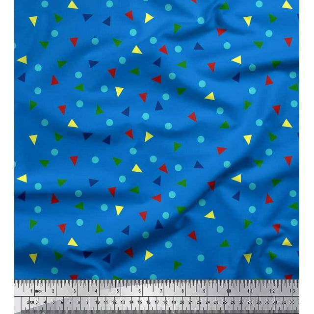 Soimoi Rayon Fabric Dot & Triangle Geometric Print Fabric by Yard 56 Inch Wide