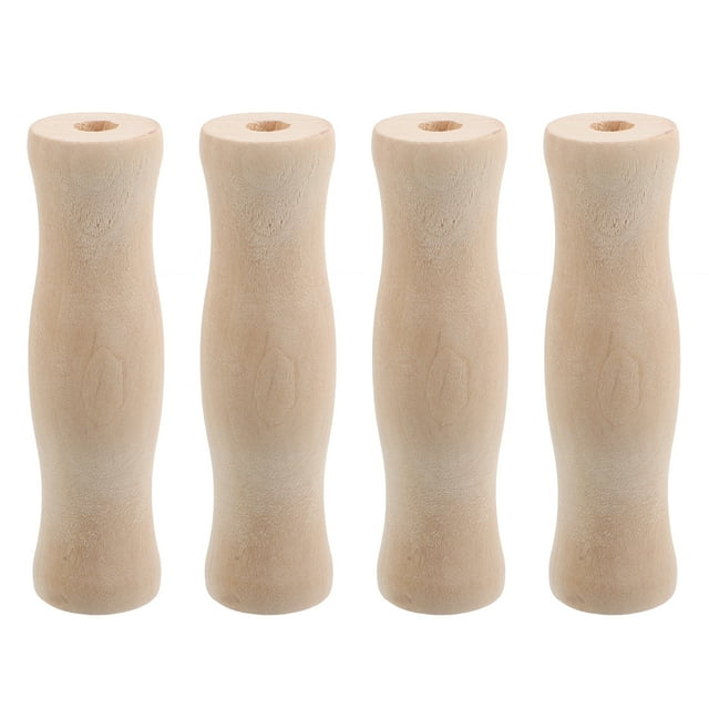 ColoMX 4 mangos de madera para barbacoa, para camping, asar, cocinar, agarre seguro y antideslizante, accesorios de cocina.