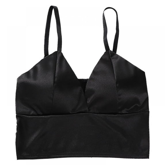 Monfince Sexy Tube Top - French Style, Soft Ice Silk,Triangle Cup Underwear,Seamless Sling (Black)