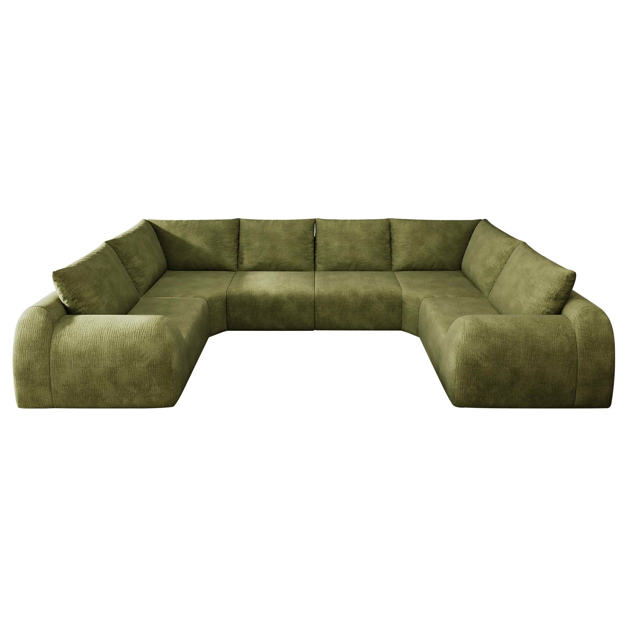 MAYEERTY 135.5 Inch 6-Seat U Shape Cloud Modular Sectional Sofa, Vacuum Compressed Chenille Fabric Couch, No Assembly Needed for Living Room