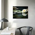 thumbnail image 3 of JEUXUS Zen White Lotus Flower Wall Art Black and White Lotus on Spa Stone and Water Picture Canvas Print Artwork for Yoga Meditation Room Bathroom Wall Decor 20x16in, 3 of 4