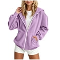 thumbnail image 2 of DJDLJWCJ Girls Corduroy Hoodie Jacket (5-15) Full Zip Long Sleeve Casual Fall Winter Outerwear Purple Size 12-13Years, 2 of 10