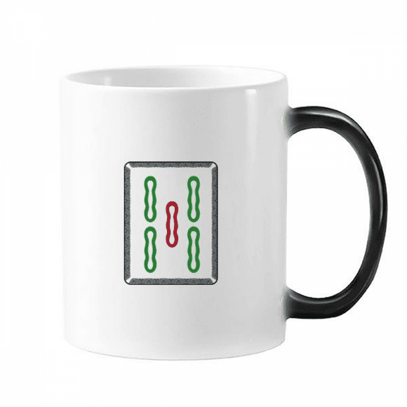 Mahjong Bar 5 Tiles Pattern Changing Color Mug Morphing Heat Sensitive Cup With Handles 350ml