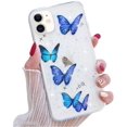 thumbnail image 1 of for iPhone 7 Plus iPhone 8 Plus Glitter Case Cute Butterfly Pattern Design Shiny Sparkly Bling Case For Girls Crystal Clear Soft TPU Bumper Protective Case Cover for iPhone 7 Plus/8 Plus, Blue, 1 of 7