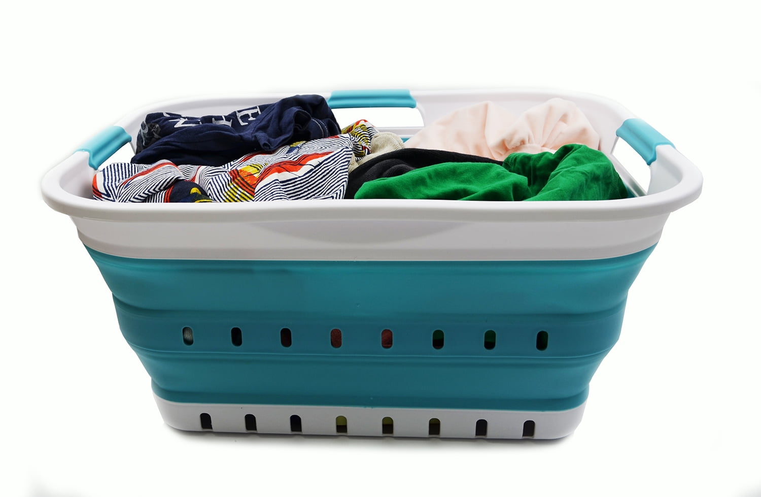 SAMMART Collapsible Plastic Laundry Basket - Foldable Pop Up Storage Container/Organizer - Portable Washing Tub - Space Saving Hamper/Basket