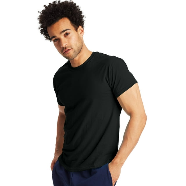 Hanes T-Shirt à Manches Courtes Col Rond X-Temp pour Hommes, Lot de 2, 3TG, Noir