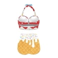 thumbnail image 4 of Yuyamidu Summer Women 2 Pieces Bathing Suit Print Swimsuit Set Ice Cream High Waisted Bikinis Girls Gym Sports High Cut Swimsuits Halter Push Up Tankini Set Size M, 4 of 6
