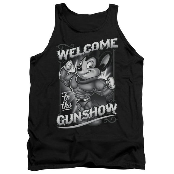 Mighty Mouse Mighty Gunshow Adult Tank Top Black
