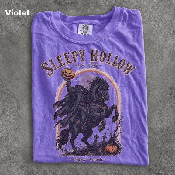 HD HANDICHI DESIGN Vintage Sleepy Hollow 90s Graphic Tee, Retro Headless Horseman Comfort New York Shirt