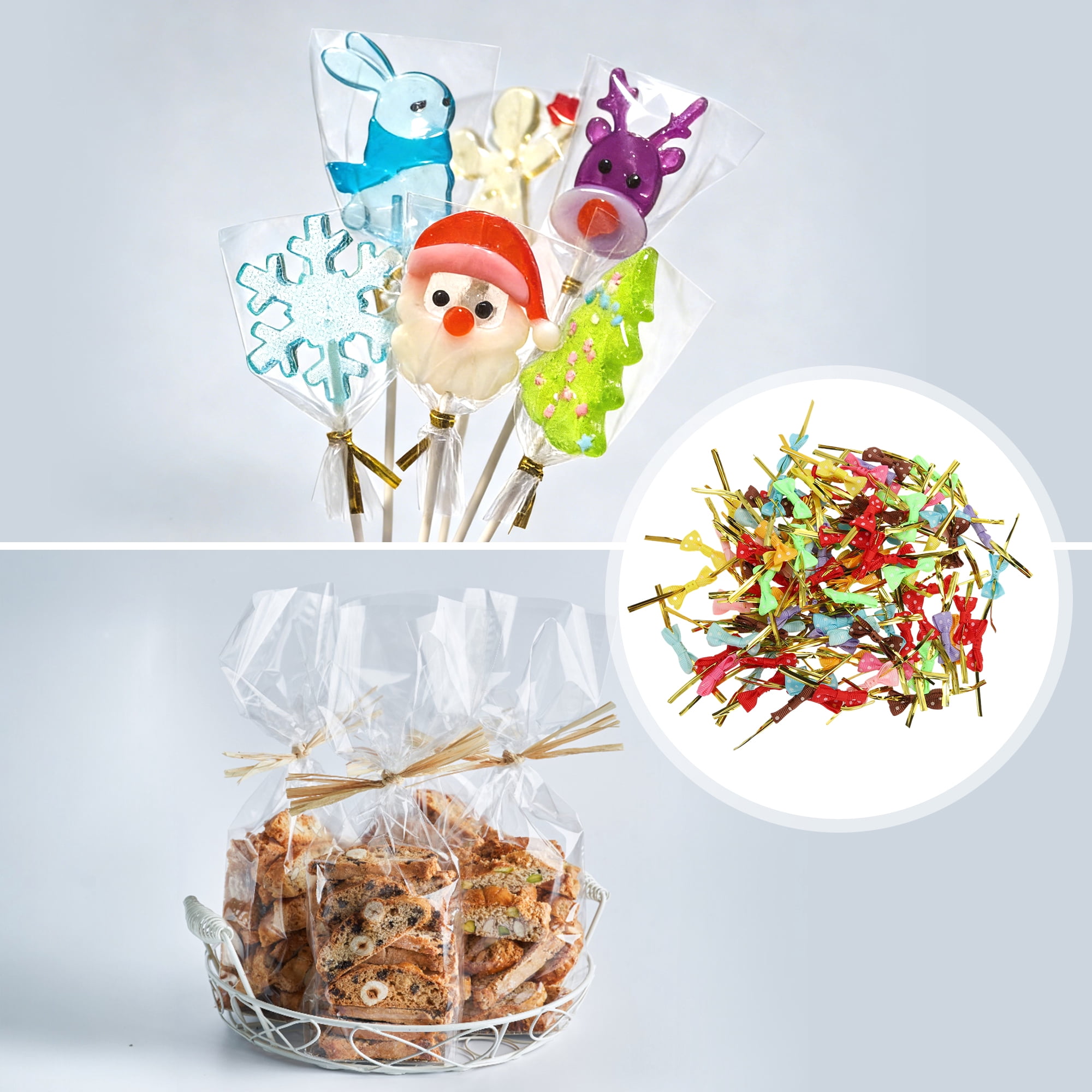 Unique Bargains Cute Twist Tie Bows in Mixed Colors 100pcs for Crafting Gift Packaging
