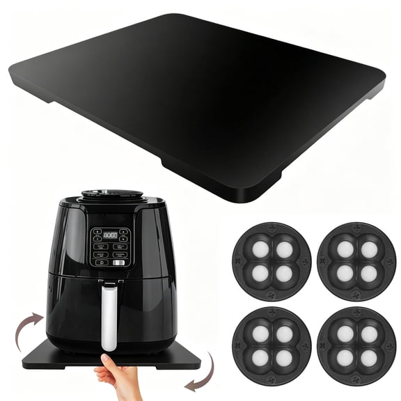 Liwantech Bamboo Appliance Slider with Wheels, 360° Rolling Kitchen Organizer Tray for Coffee Maker & Small Appliances, Under Cabinet Mover, 13"x16"