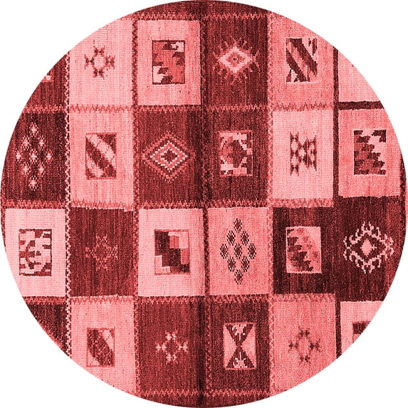 Ahgly Company Indoor Round Oriental Red Industrial Area Rugs, 7' Round