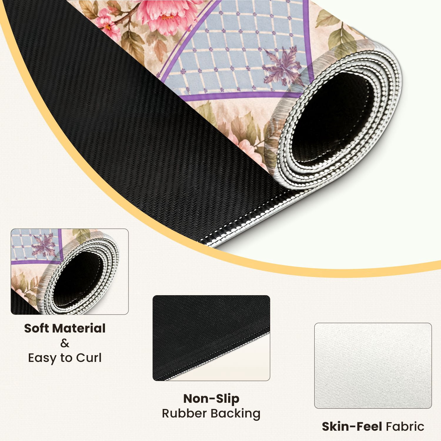 Mahjong Mat 31.5" x 31.5" Bluebirds Perched Pink Purple Flowers Elegant Floral Non-Slip Noise Reduction Mahjong Tiles Table Cover for Dominoes Poker Card Board and Tile Games