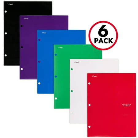 Five Star 4-Pocket Paper Folder, Assorted Colors, 6 Pack (38058)