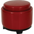 thumbnail image 2 of SAFAVIEH Round Modern Glam Storage Tray Ottoman, Red, 2 of 6