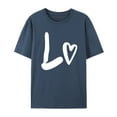 thumbnail image 2 of Blue Spring Clothes for Women 2024, Short Sleeve Popular Womens Clothes 2024, Valentine's Day Polyester Womens Oversized Tee Shirts, Men And Women With Valentine's Day Love Printed Couple T Shirt Top, 2 of 6