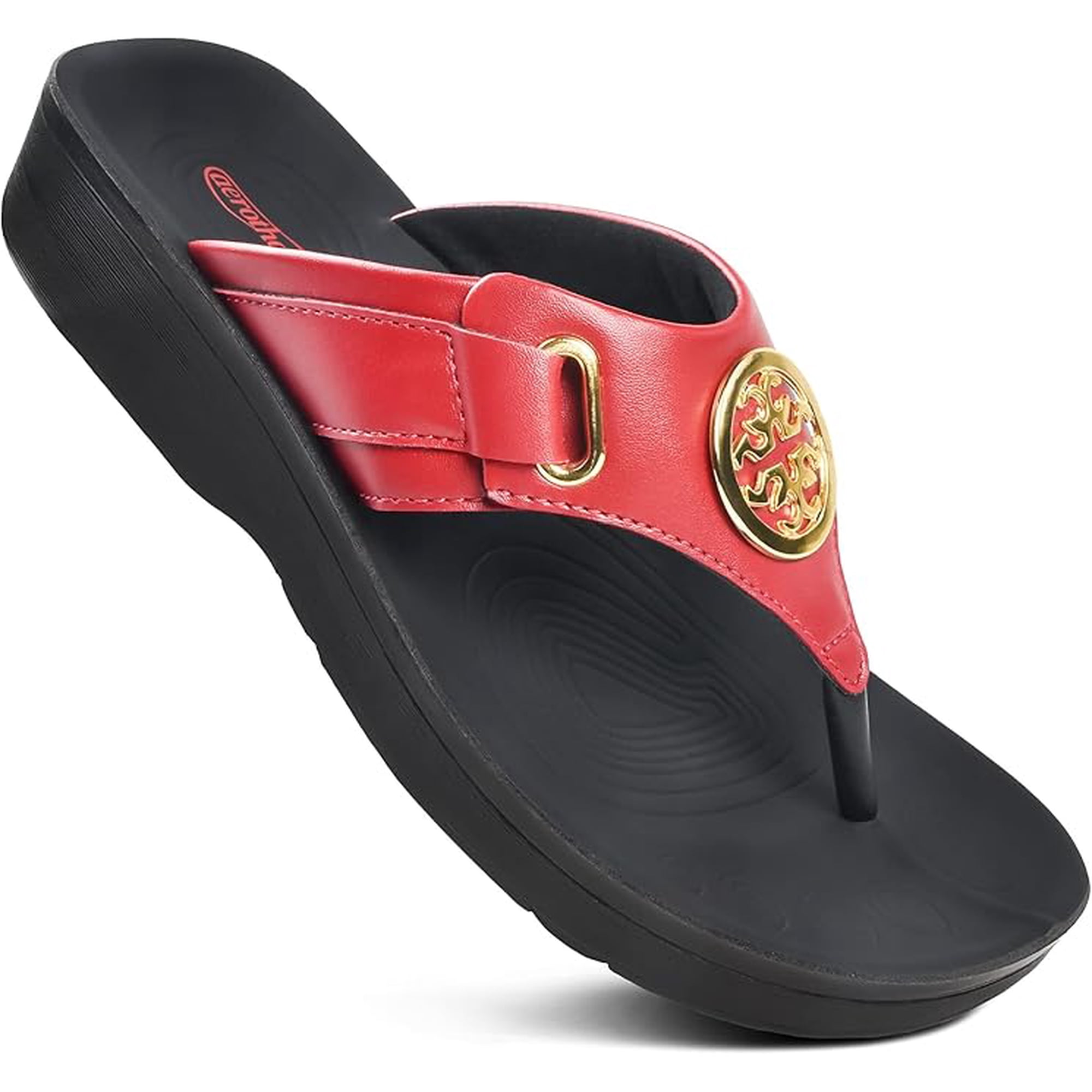 AEROTHOTIC Flip Flops for Women with Arch Support Plantar Fasciitis Orthopedic Cushioned Footbed Comfortable Non-Slip Sole with Padded Straps Dressy Casual Recovery Women Sandals