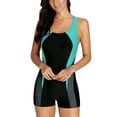 thumbnail image 3 of Charmo Women's Boyleg One Piece Swimsuit Colorblock Sport Modest Swimwear, 3 of 8