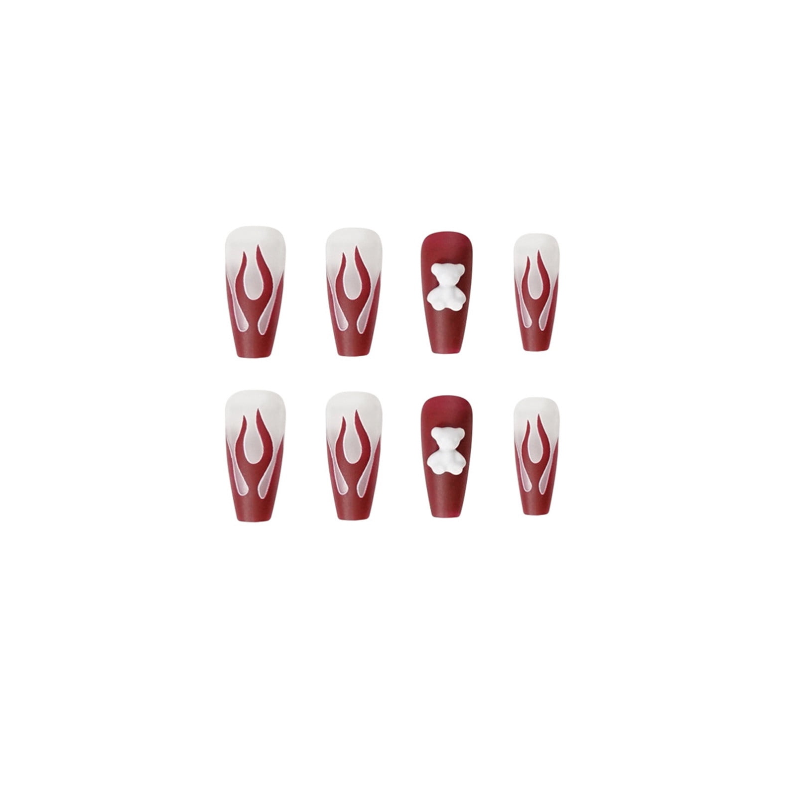 WREESH 24 Pcs de Faux Ongles de Manucure Assortis en Forme de Vague de Flamme