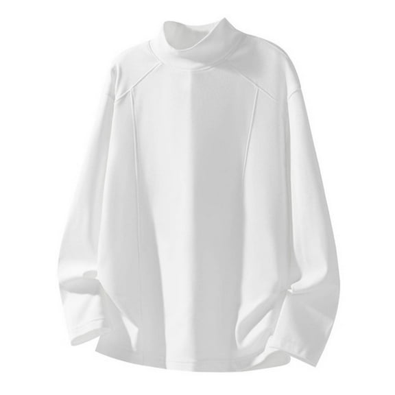 ZUKMRJPC Men's Mock Turtleneck Sweatshirt Long Sleeve Solid Color Crewneck Basic T-Shirts Loose Fit Lightweight Pullover Tops