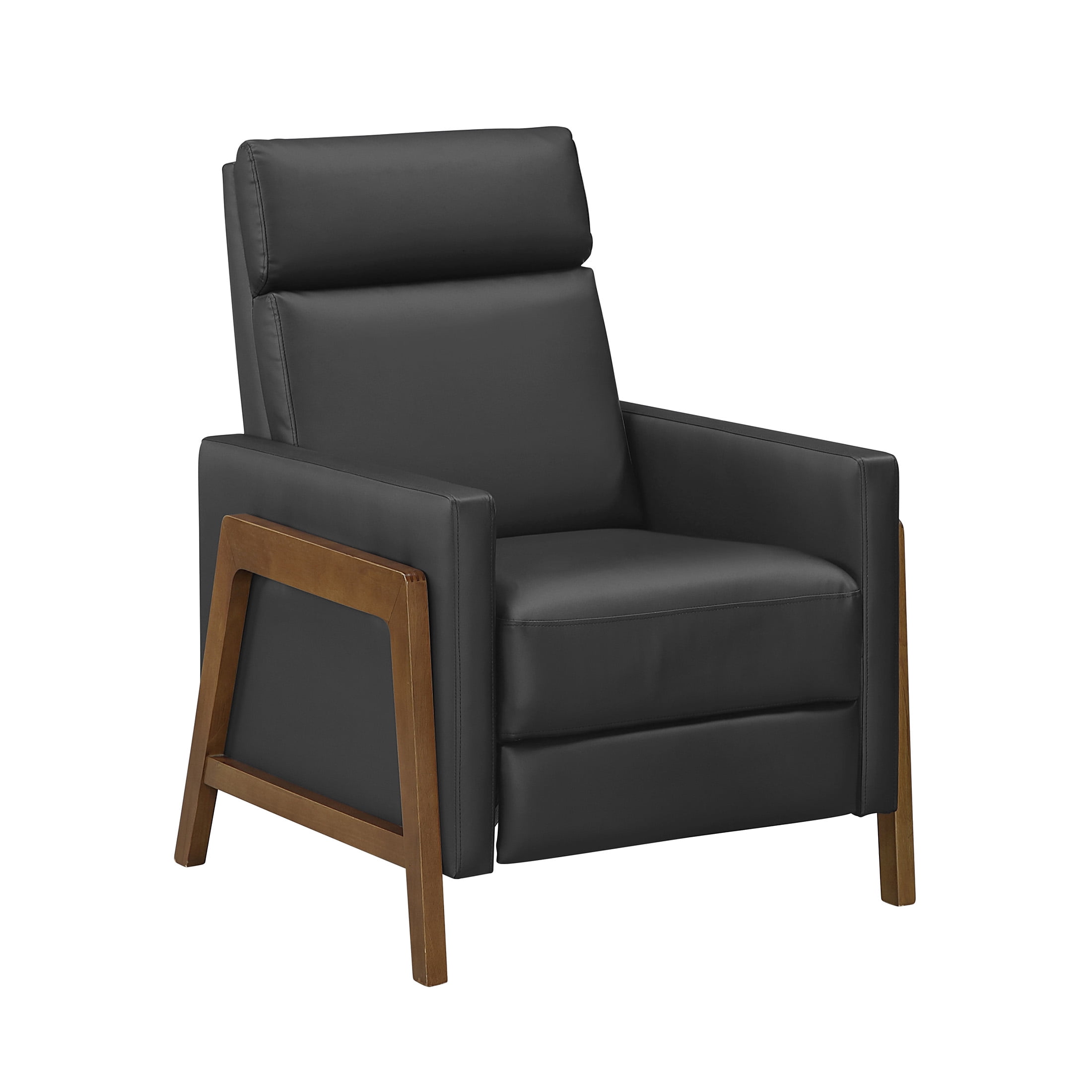 OakvillePark Velora Faux Leather Push Back Manual Reclining Chair, Black