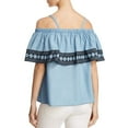 thumbnail image 5 of Bagatelle Ruffle Cold-Shoulder Pullover Blouse Shirt Tops, Blue, Medium, 5 of 5