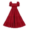thumbnail image 5 of 2026 Summer Dress for Women Square Neck Puff Sleeves Tiered Ruffle Boho Maxi Dress Beach Sundress for Vacation & Daily Wear, 5 of 8