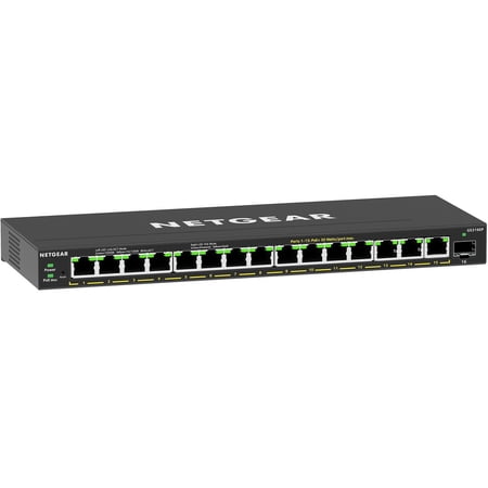 UPC: 0606449153637 | NETGEAR 16-Port PoE Gigabit Ethernet Plus Switch (GS316EP) – Managed with 15 x PoE+ @ 180W  1 x 1G SFP Port  Desktop/Wall mount