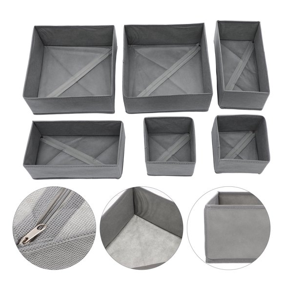 OUNONA 6Pcs Lingerie Organizer Grey Nonwoven Fabric Storage For Accessories Home Organization