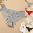 thumbnail image 6 of Sexy Lace Panties Women Plus Size Solid Color Low-Rise Underwear Underpant Brief White XL YIWEI, 6 of 10