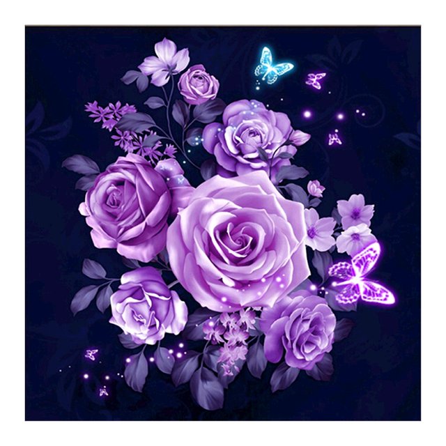 Cuadros Decorativos Púrpura rosa 5D diamante pintura bordado DIY punto de cruz Home Decor JShteea Nuevos Originales