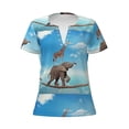 thumbnail image 3 of Naloa Elephant Giraffe Print T-Shirts Short Sleeve V Neck Tees for Women Fashion Tops Trendy Lightweight Soft Casual Summer Outfits Clothes, 3 of 5