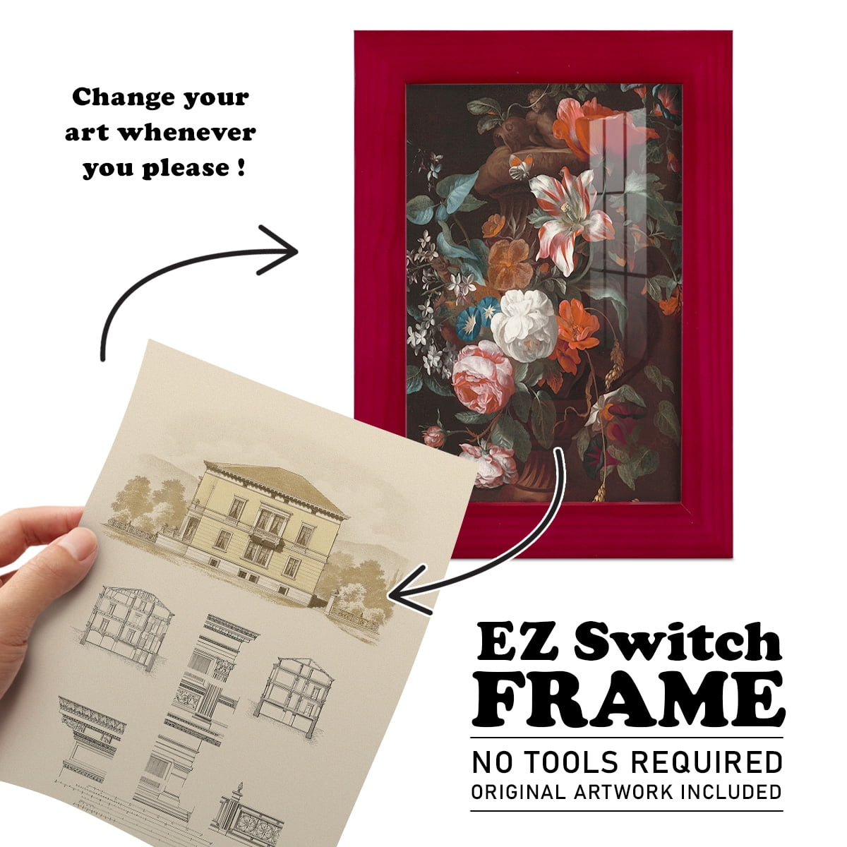 Estate and Plan II -Framed Print w/glass-Cherry Red