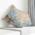 thumbnail image 3 of Blue Hydrangea Pillow Covers 24x24 Inch Decorative Throw Pillow Cover, Flowers Leaves Butterfly Retro Khaki Sofa Pillowcases Accent Cushion Case Home Decor Bedroom Living Room, 3 of 6