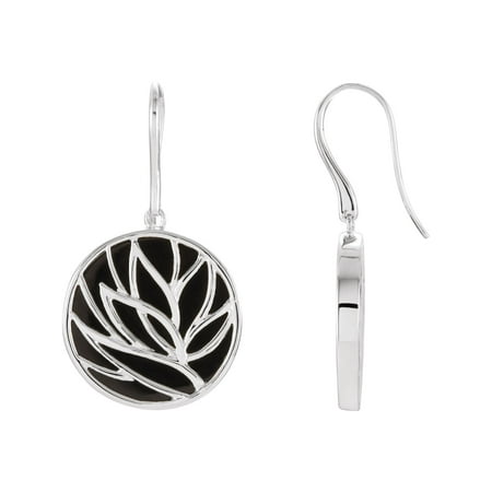 Sterling Floral Earrings - Genuine Onyx Earrings in Sterling Silver