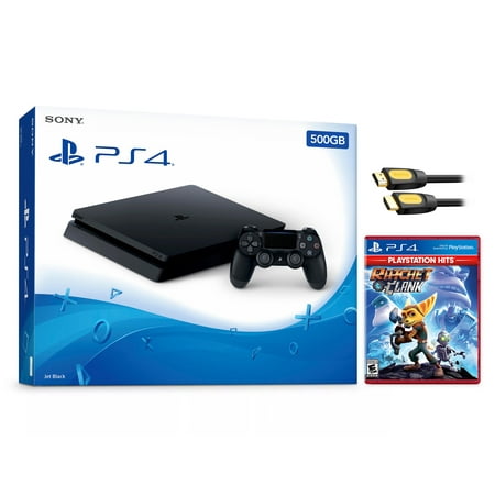 Sony PlayStation 4 Slim 500GB PS4 Gaming Console, Jet Black, with Mytrix High Speed HDMI