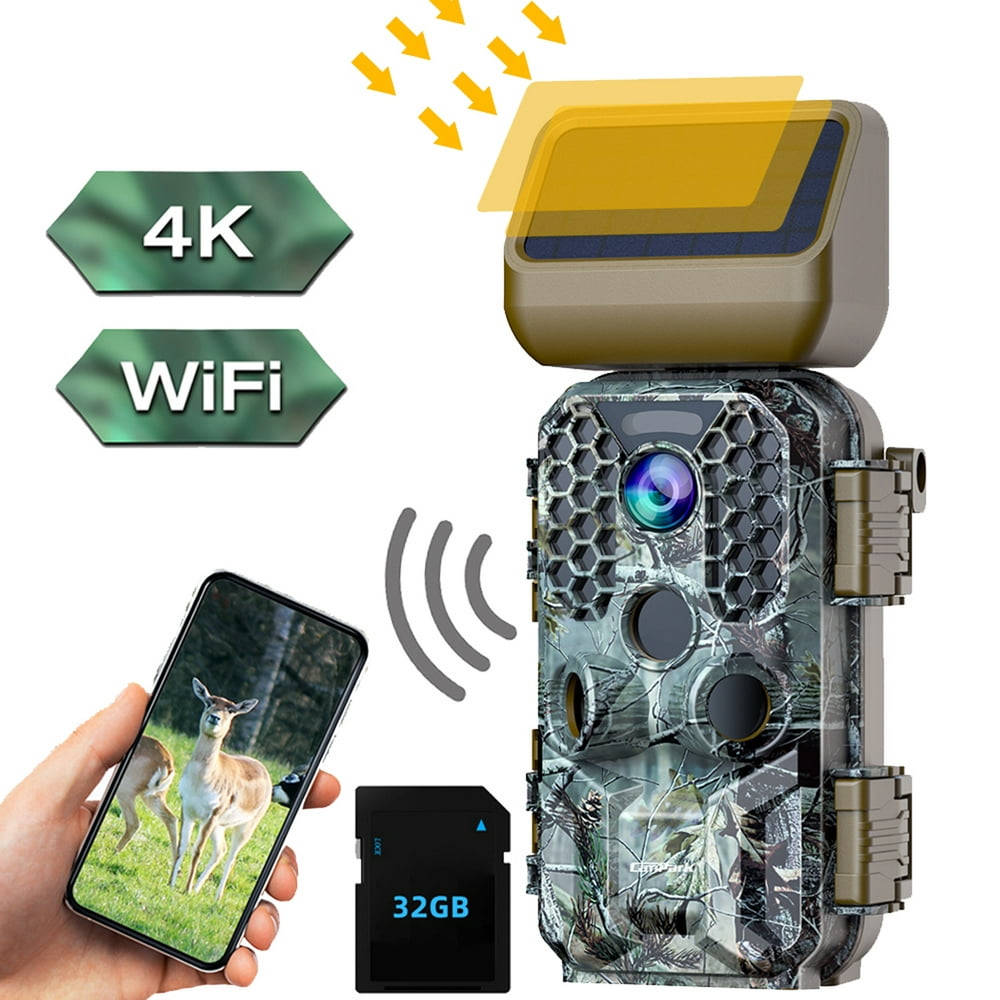 Campark Solar Power Trail Camera 4K WiFi Bluetooth Wildlife Hunting