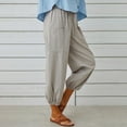 thumbnail image 4 of Women Summer High Waisted Linen Pants Wide Leg Long Pant Trousers With Pocket Comfy Casual Loose Pants Womens Casual Pants Drawstring Waist Solid Sweatpants with Pocket plus Size Cropped Pants for, 4 of 8