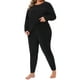 thumbnail image 4 of Conjunto de ropa interior térmica para mujer de tallas grandes Agnes Orinda, camiseta de manga larga forrada de felpa y leggings suaves, pantalones largos 2X en negro, 4 of 5