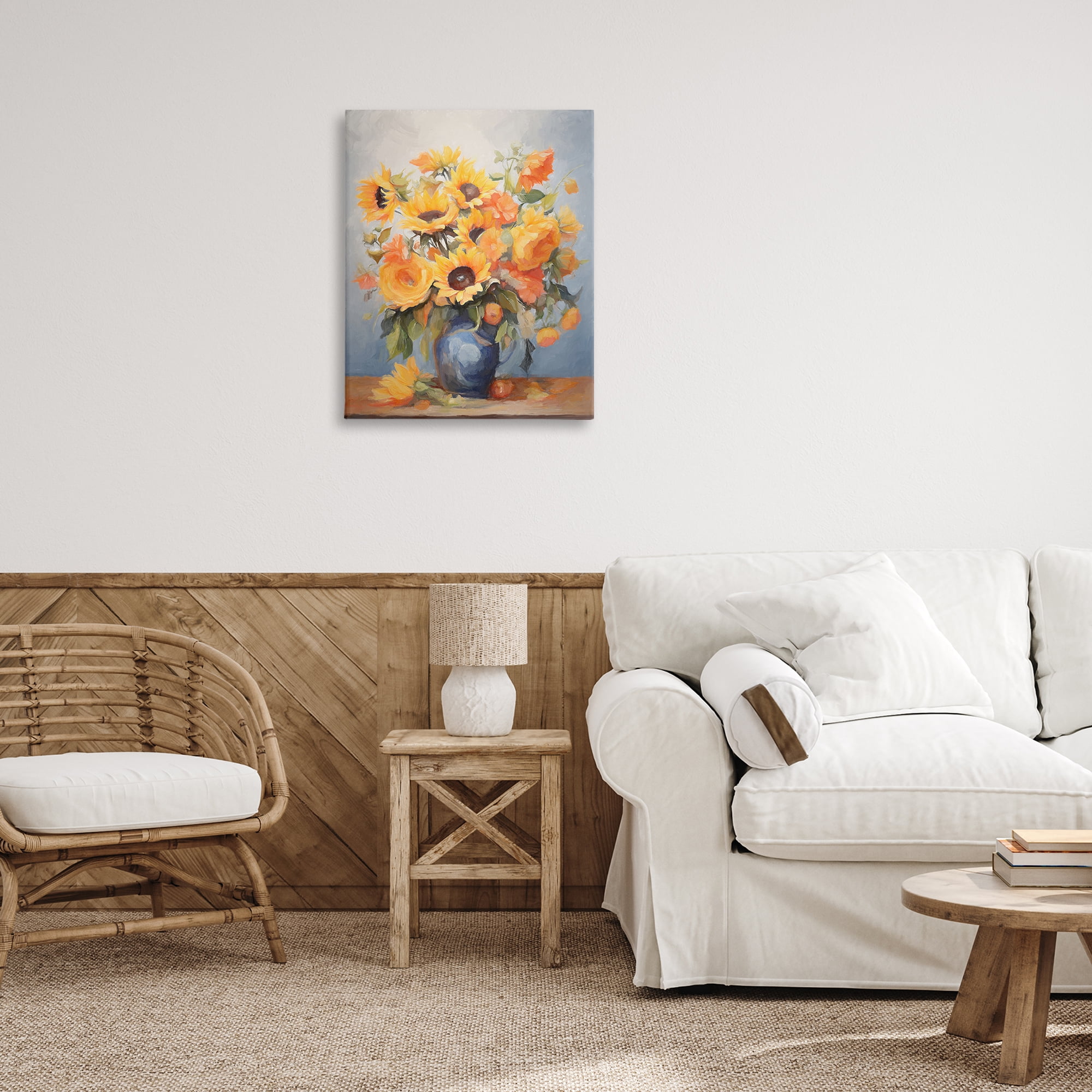 Stupell Industries Sunflower Medley Vase Botanical & Floral Painting Gallery Wrapped Canvas Art Print Wall Art, 24 x 30