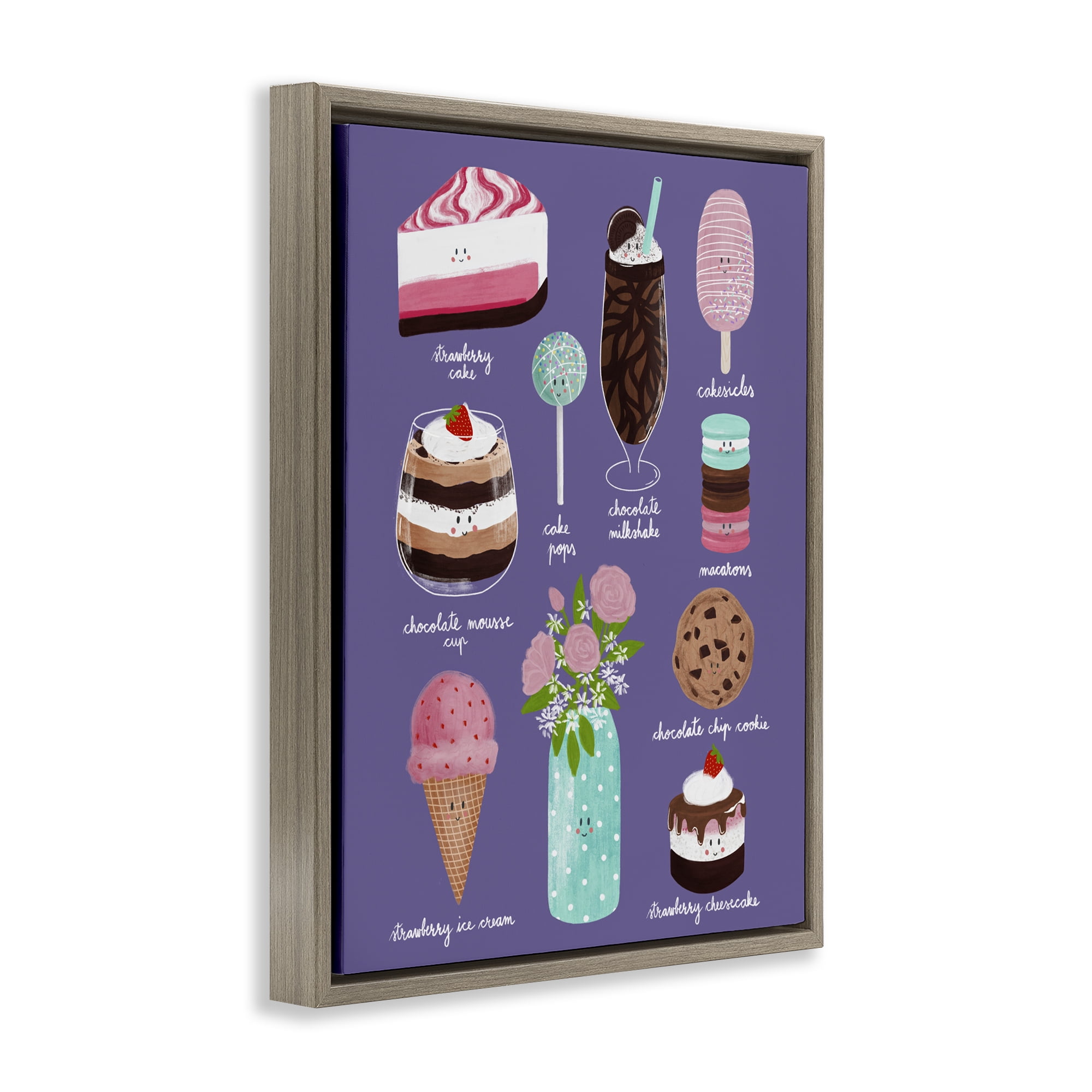 Stupell Industries Decadent Desserts & Flowers Brown Framed Floater Canvas Wall Art, design by Metka Hiti
