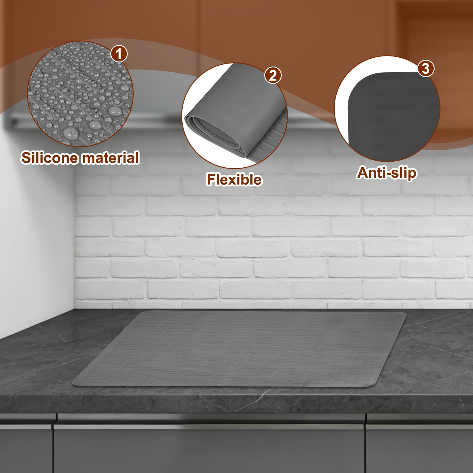 Uxcell 28 x 20 Inch Stove Top Cover for Electric Stove, 1Pcs Silicone Stripe Mat for Glass Top Cover Non-Slip Glass Cooktop Protector for Kitchen Oven Dish Drying Mat, Light Gray